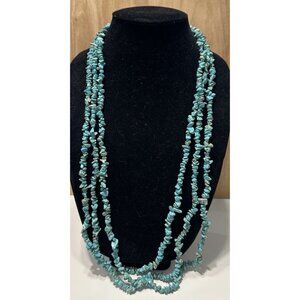 3 Slipover Faux Turquoise Necklaces Statement Beaded Chips Layer Boho